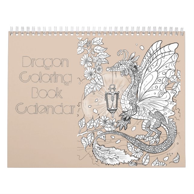 Calendario de arte de la línea Dragon en blanco y  (Tapa)