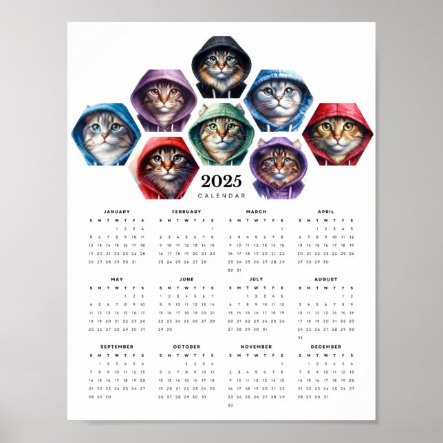 Calendario de arte en acuarela de gatos con sudade (Frente)