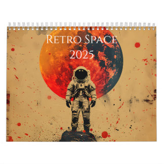 Calendario de arte espacial retro 2025