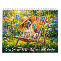 Calendario de Arte Estacional de Pug de Cabaña Aco