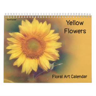 Calendario de arte floral de flores amarillas