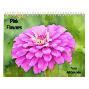 Calendario de arte floral de flores rosas