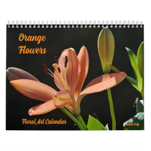 Calendario de Arte Floral Flores Naranjas Bonitas
