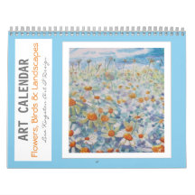 Calendario de arte florece aves y paisajes