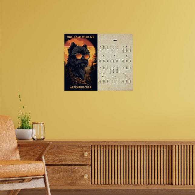 Calendario de Arte Retro de Affenpinscher Atardece (Salón 2)