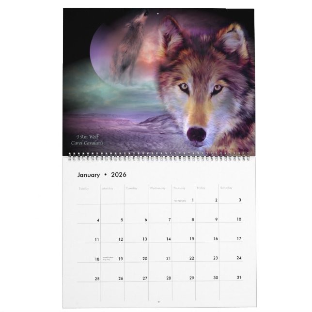 Calendario de arte Spirit Wolves 2013 (Jan 2026)