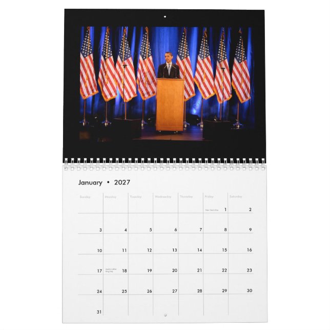 Calendario de Barack Obama y de la familia 2009 (Jan 2027)