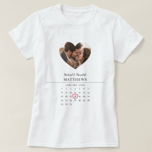 Calendario de Bodas blancos modernos camiseta de r