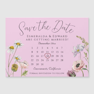 Calendario de Bodas de flores púrpuras pálidas Gua