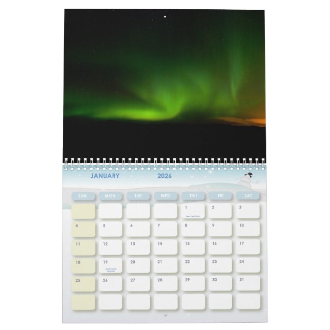 Calendario de Borealis 2011 de la aurora (Jan 2026)