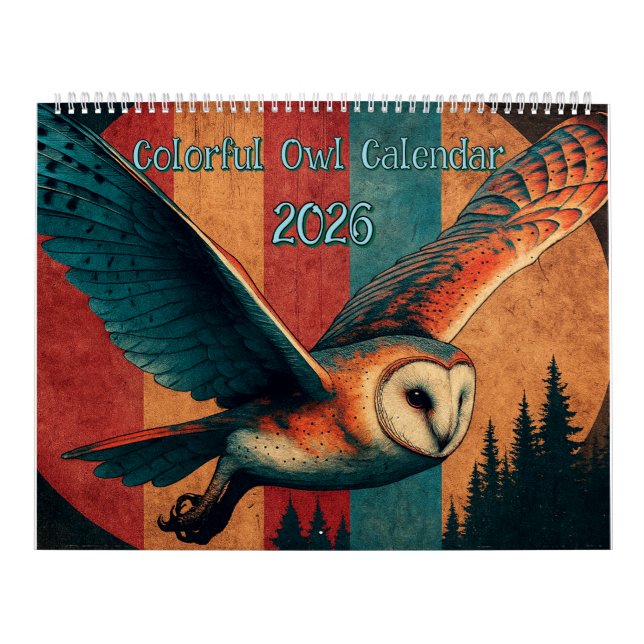 Calendario de búho colorido 2026 (Tapa)