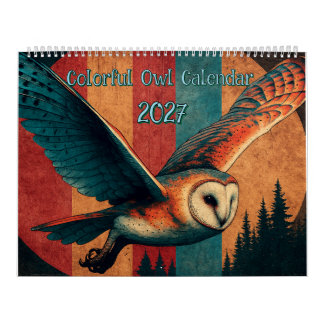 Calendario de búho colorido 2027