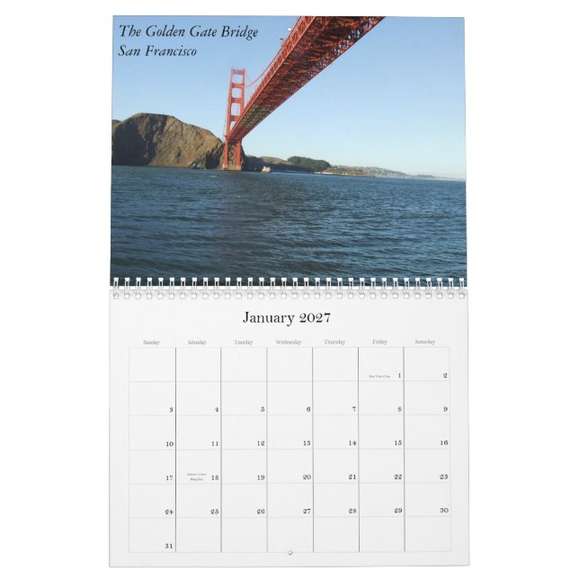 Calendario de California, calendario CA de 2012 (Jan 2027)