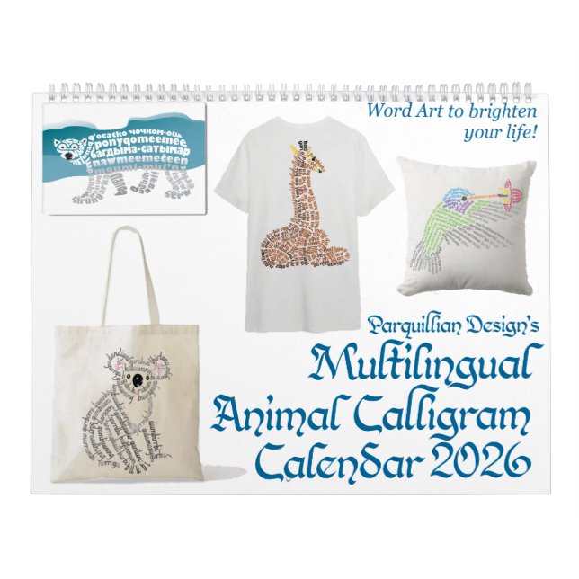 Calendario de Caligrama de Animales 2026 (Tapa)