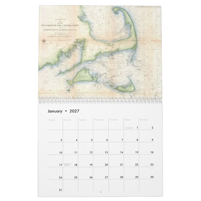 Calendario de Cape Cod Cartographs (Jan 2027)