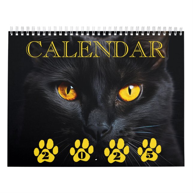 Calendario de caras de gato negro con notas (Tapa)
