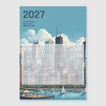 Calendario de Chicago 2027 con respaldo magnético