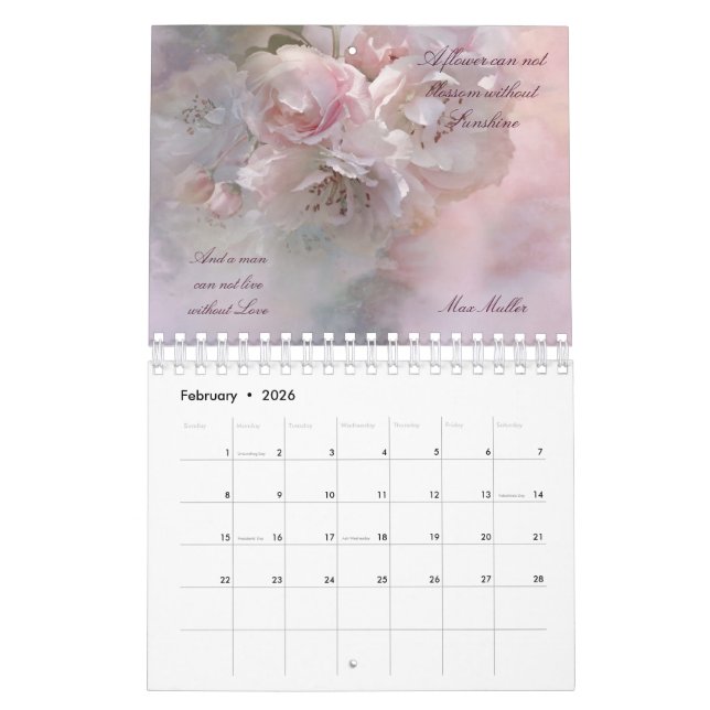 Calendario de citas de amor floral 2023 (Feb 2026)
