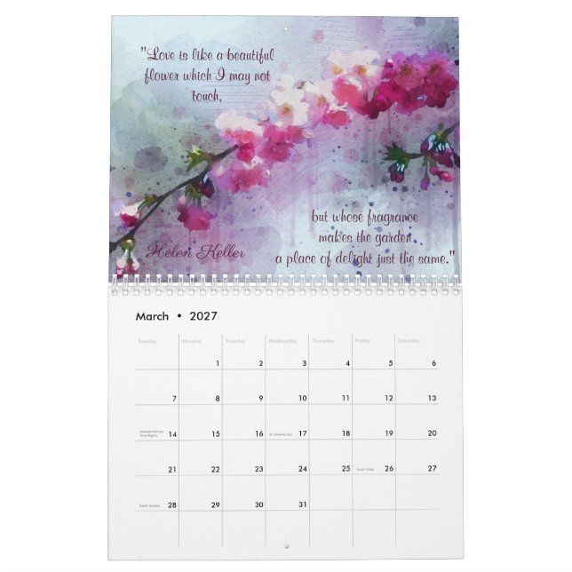 Calendario de citas de amor floral 2023 (Mar 2027)