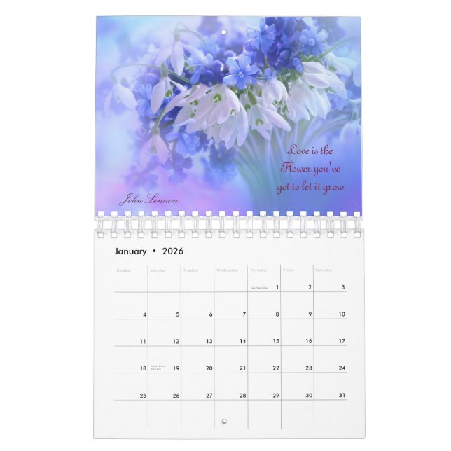 Calendario de citas de amor floral 2023 (Jan 2026)