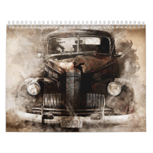 Calendario de coches antiguos con riego automático