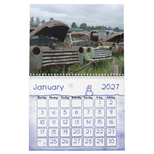 Calendario de coches clásicos de hierro antiguo (Jan 2027)