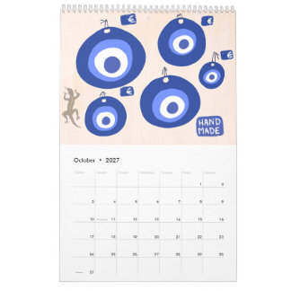 Calendario de cocina Escenas y patrones griegos de