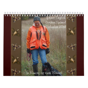 Calendario de cocker spaniel del inglés del Y-Nud