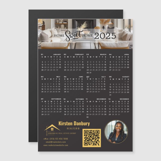 Calendario de códigos QR de marketing inmobiliario (Anverso/Reverso)