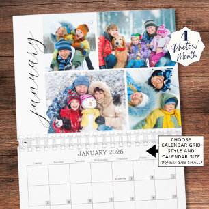 Calendario de Collage de Fotos Simple con 4 Fotos 