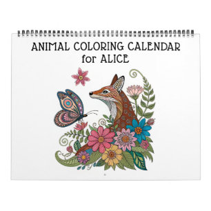 Calendario de coloreo de animales detallados