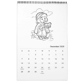 Calendario de coloreo religioso para niños lindos