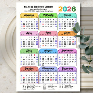 Calendario de colores de 2026 Festividades corpora