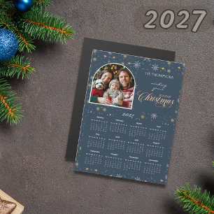 Calendario de copo de nieve azul marino moderno 20