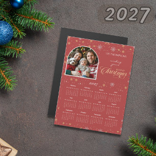 Calendario de copo de nieve rojo moderno de 2027 c