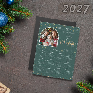 Calendario de copo de nieve verde moderno foto 202