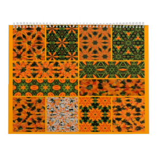 Calendario de Dahlia verde y Naranja