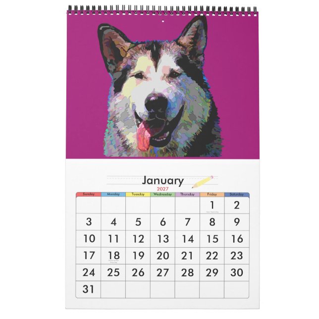 Calendario de Dazzling Dogs Paintings 2012 (Jan 2027)