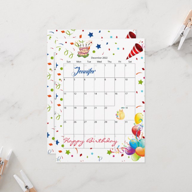 Calendario de Diciembre de 2022 Invitación feliz c (Anverso/Reverso In Situ)