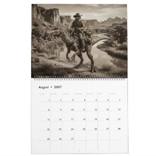 Calendario de Dinosaurio Vaquero Alien del Oeste E