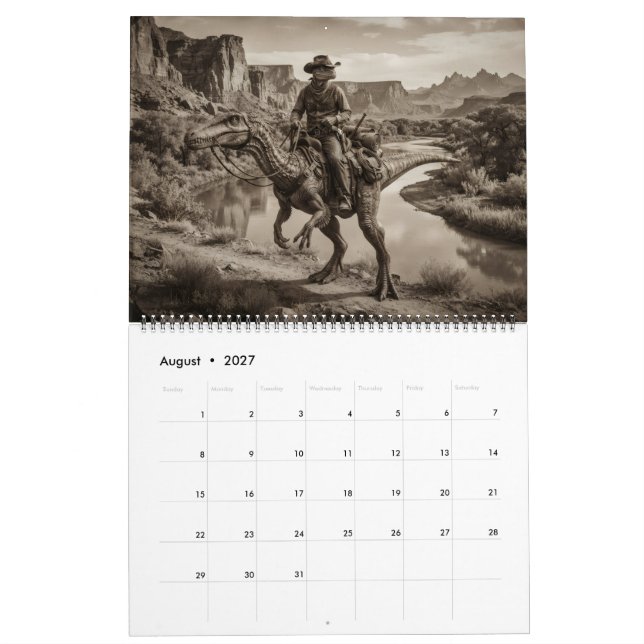 Calendario de Dinosaurio Vaquero Alien del Oeste E (Aug 2027)