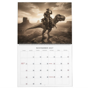 Calendario de Dinosaurio Vaquero Alien del Oeste E