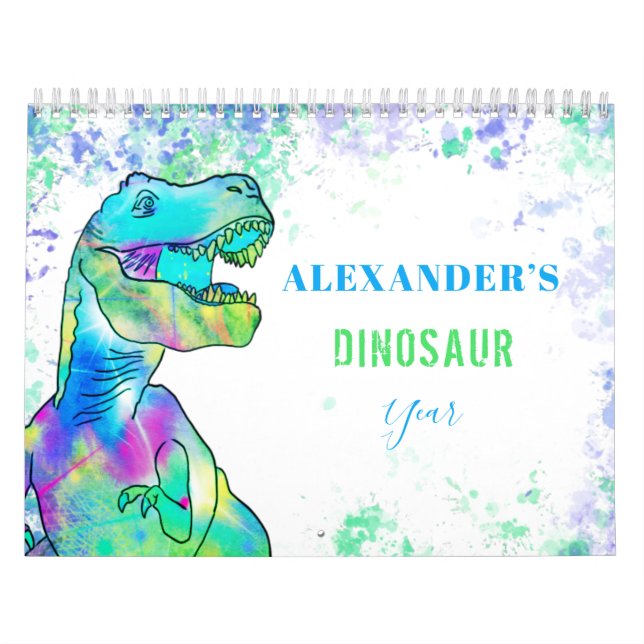 Calendario de Dinosaurios Coloridos personalizados (Tapa)