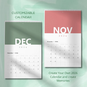 Calendario de diseño de color moderno minimalista