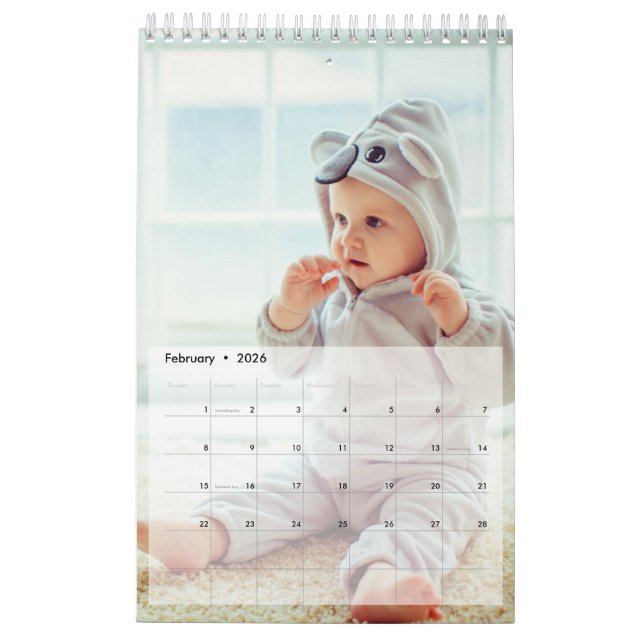 Calendario de diseño de página única de la familia (Feb 2026)