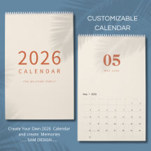 Calendario de diseño minimalista con tonos neutros
