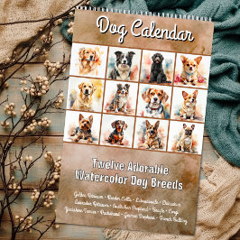Calendario de doce razas de perros adorables en ac