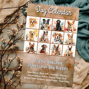 Calendario de doce razas de perros adorables en ac