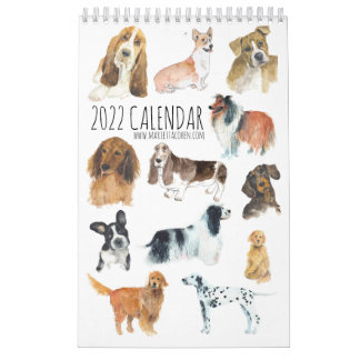 Calendario de DOGS de una sola página 2023, blanco