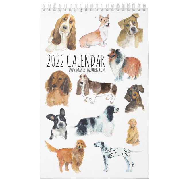 Calendario de DOGS de una sola página 2023, blanco (Tapa)